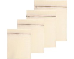 Premium Katoenen Wasnetten Set van 4 - Ideaal voor Ondergoed, Bh's en Delicate Was met Rits, Geschikt voor Wasmachine en Reizen