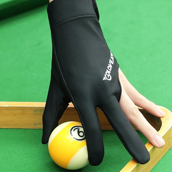Poolhandschoenen - Biljarthandschoenen Sporthandschoenen - Poolen Nauwkeurig Spelen - Drie Vinger Ontwerp - Universele Maat - Zwart — afbeelding 2