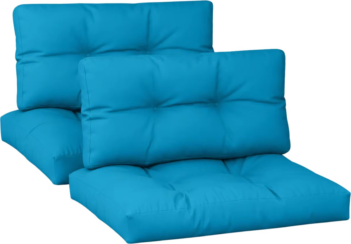 Palletkussens 2-delig – Zacht, Comfortabel & Duurzaam Design - Blauwe Stoffen Kussens met Holle Vezelvulling voor Binnen