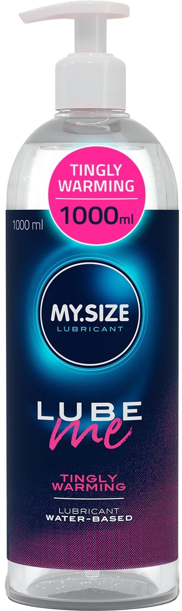 MY.SIZE Lube Me Premium Glijmiddel Tingly Warming 1000 ml I Glijmiddel verwarmend, tintelend & geurloos I Glijmiddel op waterbasis I Glijmiddelgel geschikt voor toys & latex condooms