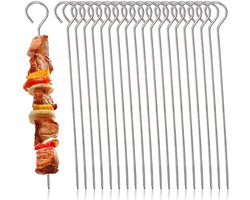 SnelShoppen - 20-Piece Grill Skewers RVS 30 cm, Herbruikbare Barbecue Spiesen voor Kebab, Roulade, Groenten, Fruit, Kip, Vis, Tuin, Camping, Oven, Air