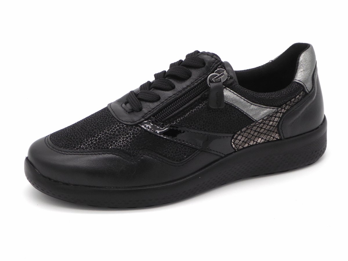 Sens Dames Sneaker - 1421-12567-001 Zwart/Combi - Wijdte K - Maat 41