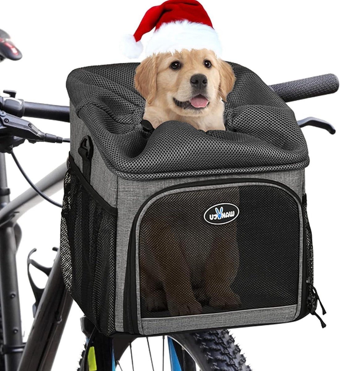 Hondenfietsmand - Reismand - Fietsen met huisdier - Opvouwbaar en afneembaar - Max 5.4 kg - Grijs