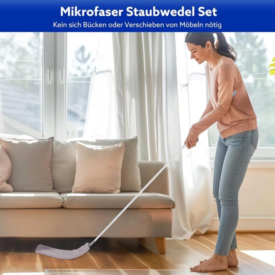 8-delige Reinigingsset met Telescopische Plumeau en Microvezel, Uittrekbaar tot 250 cm, Voor Hoge Plafonds en Spinnenwebben van Merkloos	 — afbeelding 2