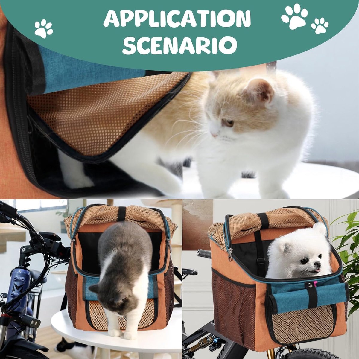 Fietsmand Huisdieren - Reismand Honden - Veilig Vervoer - Opvouwbaar Ontwerp - 37 x 27 x 40 cm - Oranje