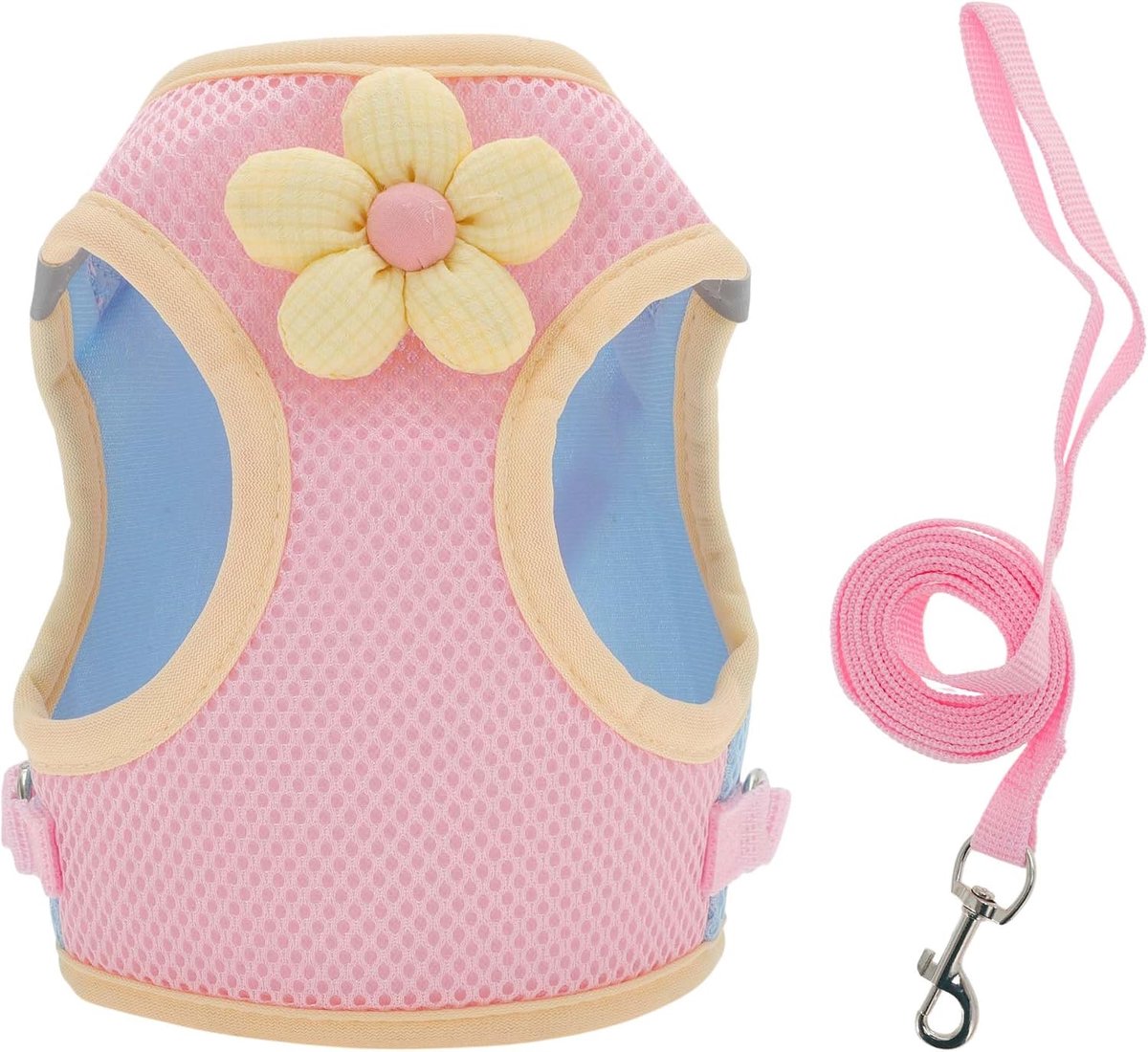 SnelShoppen - Puppy Harnas met Leash met Reflecterende Strepen, Verstelbaar Harnas met Leash, Ademend voor Kleine en Middelgrote Honden en Katten, Maa