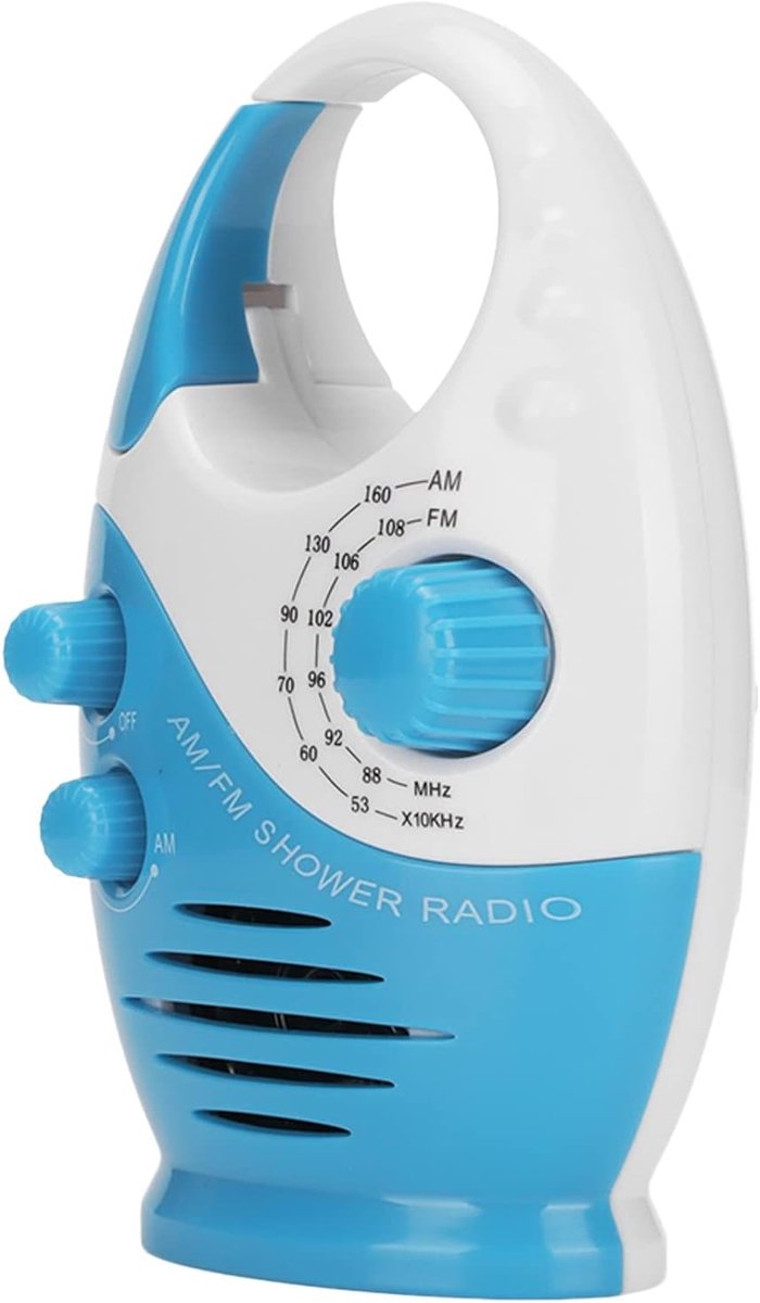 SnelShoppen - Draagbare AM FM Radio, Douche Radio met Speaker, Waterdichte Muziek Radio voor Bedside Tafels en Garages, Compact en Handig