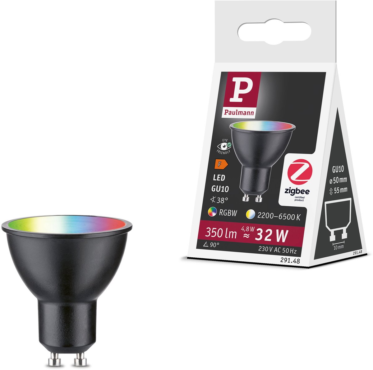Standaard 230 V Smart Home Zigbee 3.0 LED-reflector GU10 350lm 4,8W RGBW+ dimbaar Zwart mat