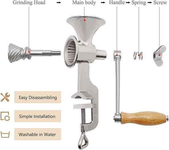 Handmatige Koffiemolen van RVS, Ideaal voor Koffiebonen, Granen en Havermout, Compact en Duurzaam 24x7.3cm — afbeelding 3