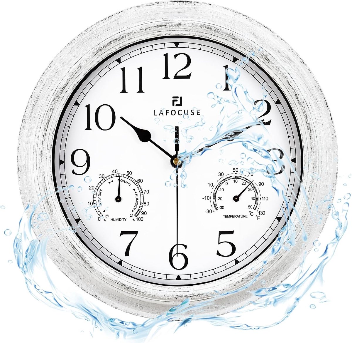 Waterdichte 30 cm Buitenklok met Thermometer en Hygrometer, Stille Vintage Wandklok voor Badkamer, Garage, Keuken en Tuin, Ideaal voor Buitengebruik