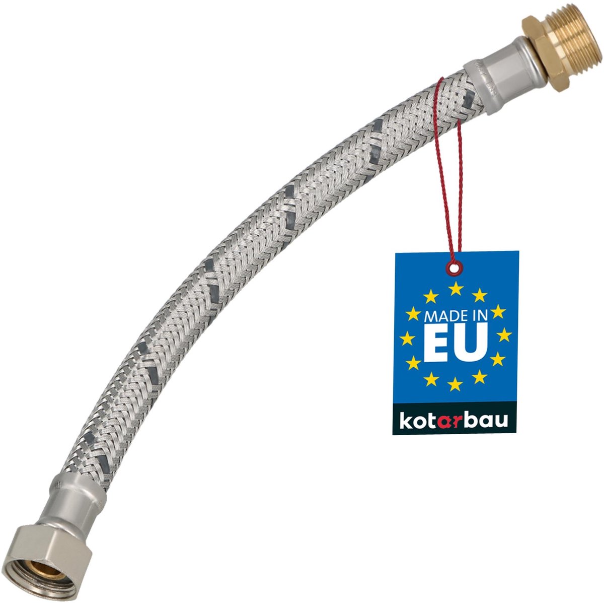 KOTARBAU® Flexibele Aansluitslang 3/8"x3/8" - Sanitaire Aansluitslang 20 cm - Flexibele Kraanslang - Buitendraad x Binnendraad - Aansluitslang Armatuur - Gevlochten Roestvrijstalen Aansluitslang