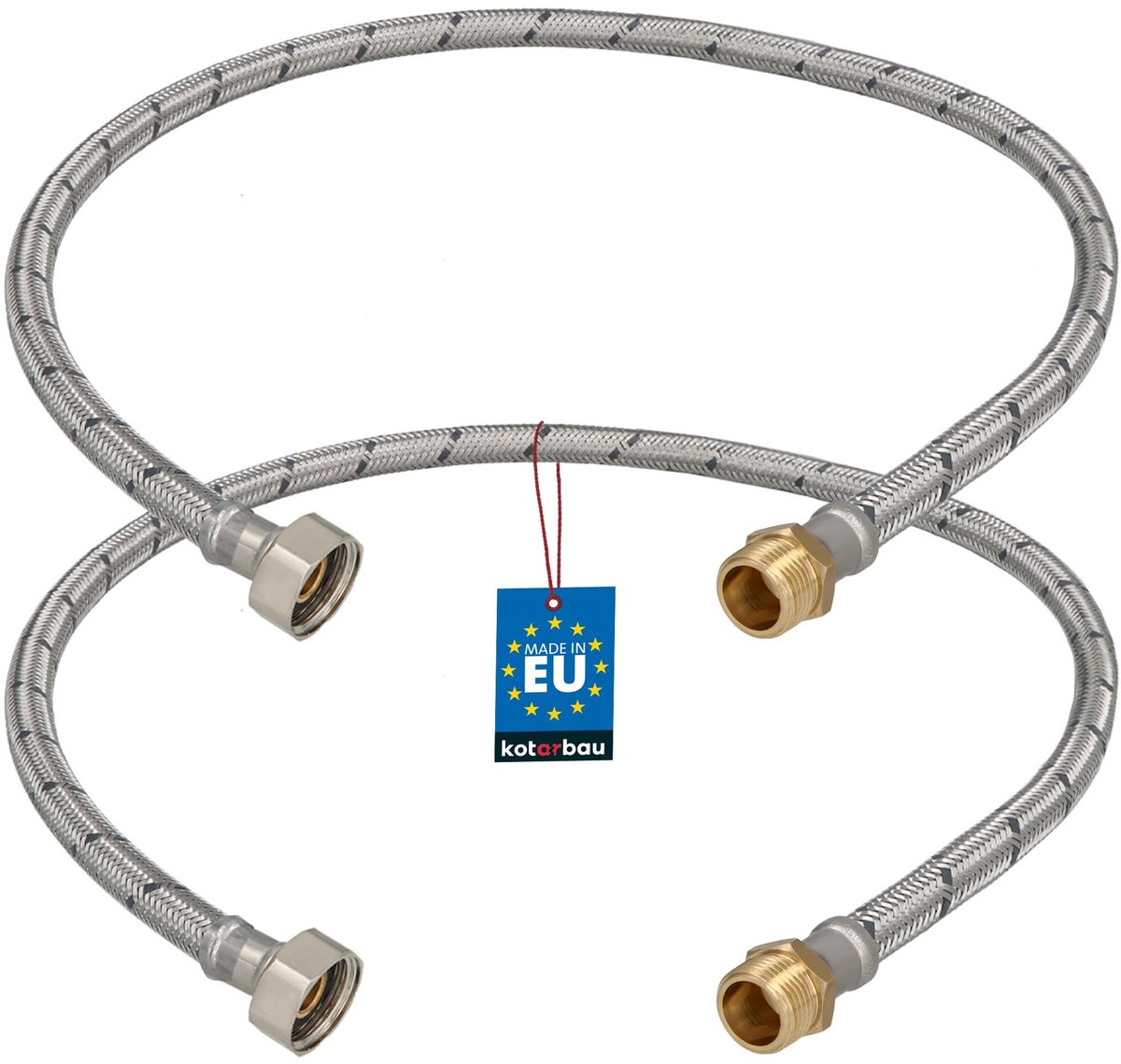 KOTARBAU® 2 Stuks - Flexibele Aansluitslang 1/2"x3/8" - Sanitaire Aansluitslang 80 cm - Flexibele Kraanslang - Buitendraad x Binnendraad - Aansluitslang Armatuur - Gevlochten Roestvrijstalen Aansluitslang