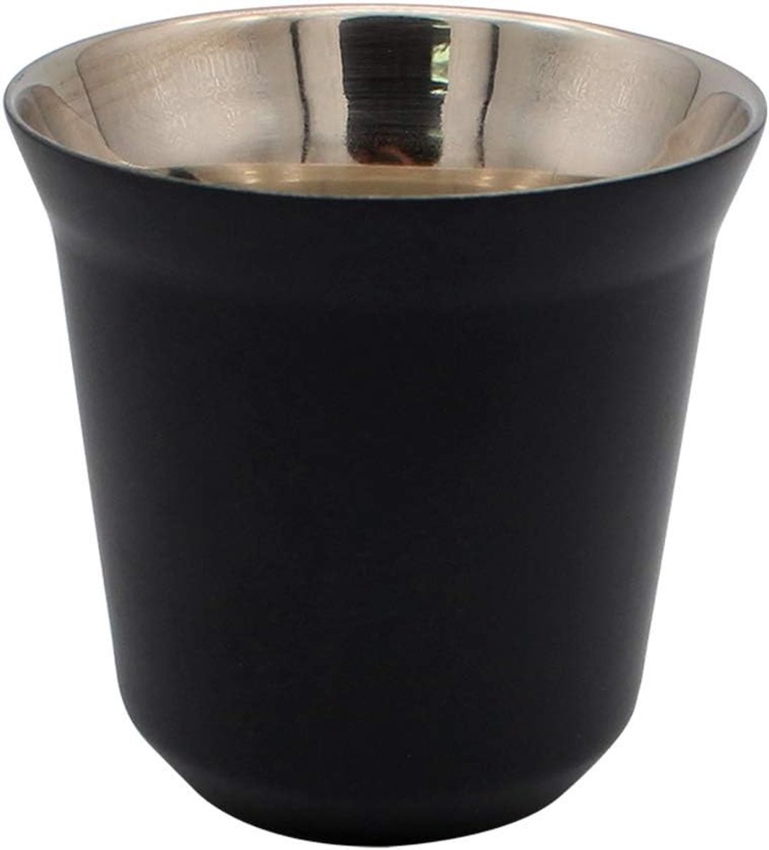 Dubbelwandige RVS Koffiemok - Geïsoleerde Thermosbeker voor Espresso en Koffie, Zwart Design