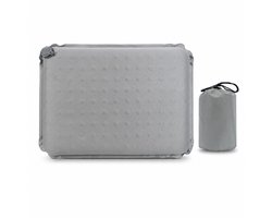 Zelfopblaasbaar Zitkussen 43 x 33 cm - Memory Foam Reiskussen met Draagtas - Waterdicht Zitmatje voor Camping, Stadion, Vliegtuig en Auto - Comfortabel Zitkussen Buiten - Grijs