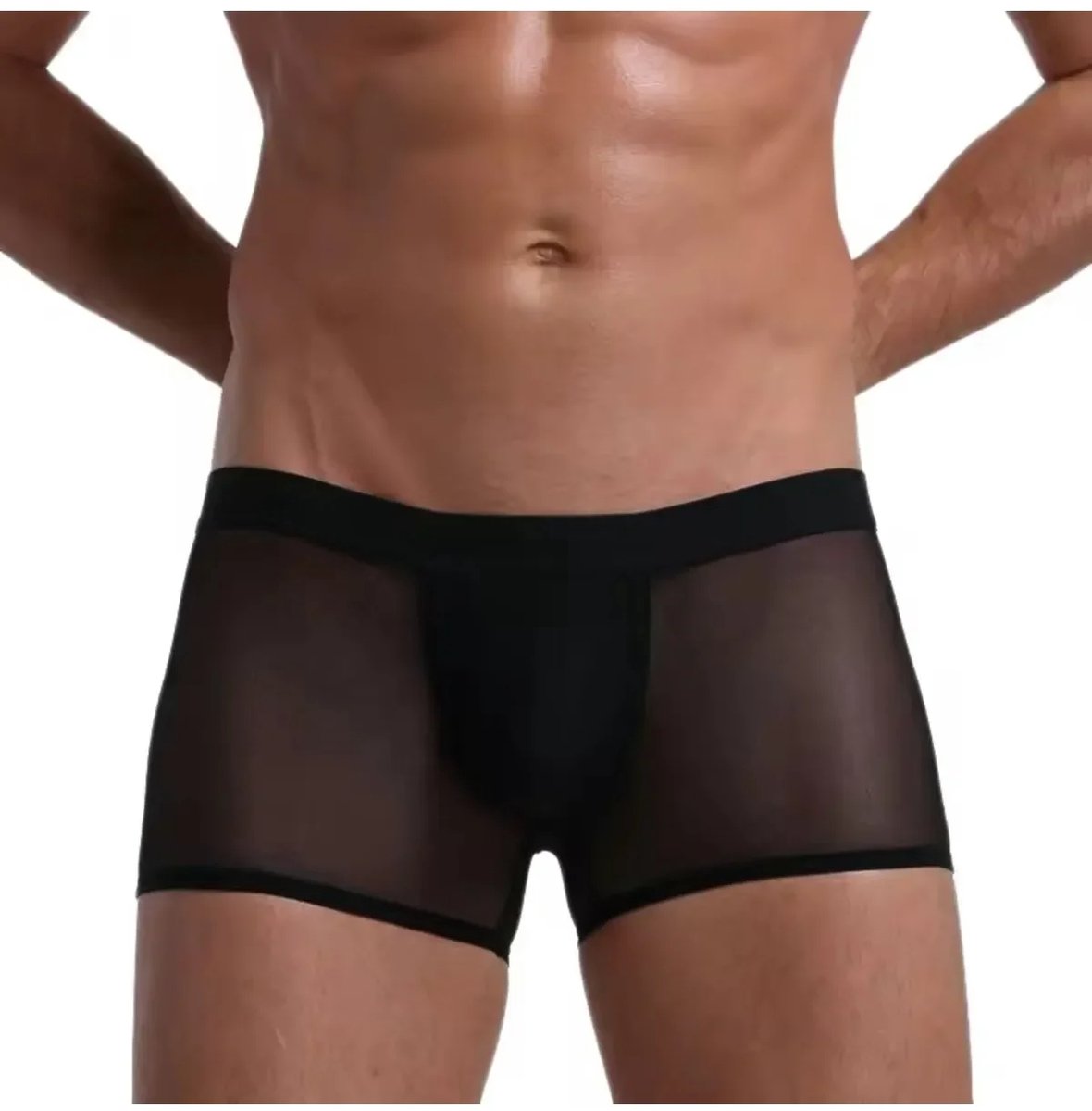 Zwarte Transparante Heren Boxershort Herenondergoed Comfortabel Elastisch in Maten XS S M L XL