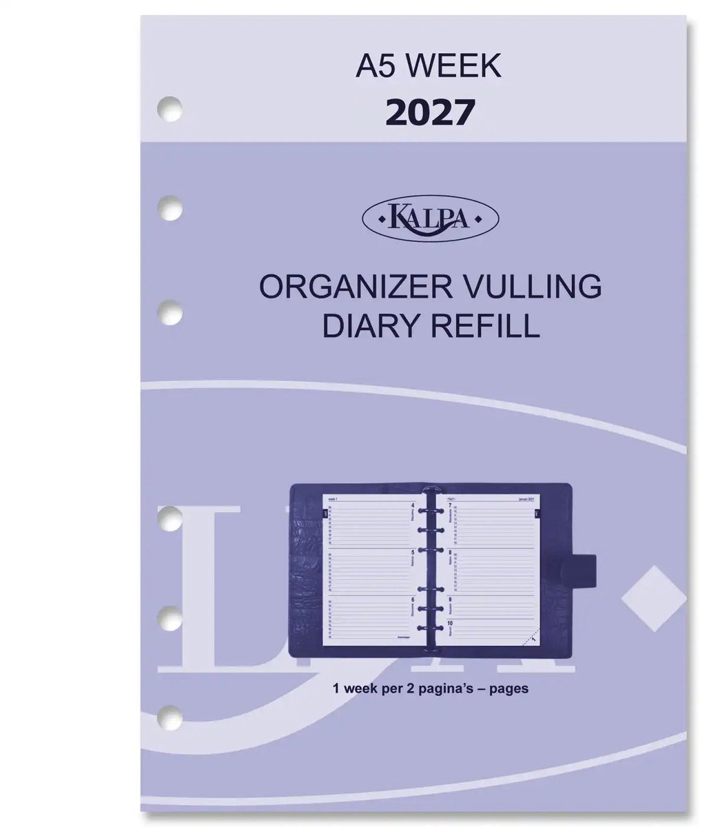 Kalpa 6407-27 210 x 144 mm A5 Bindmiddelinzetstukken EN NL (een beetje roest op de ringband!) + opbergmap 2027