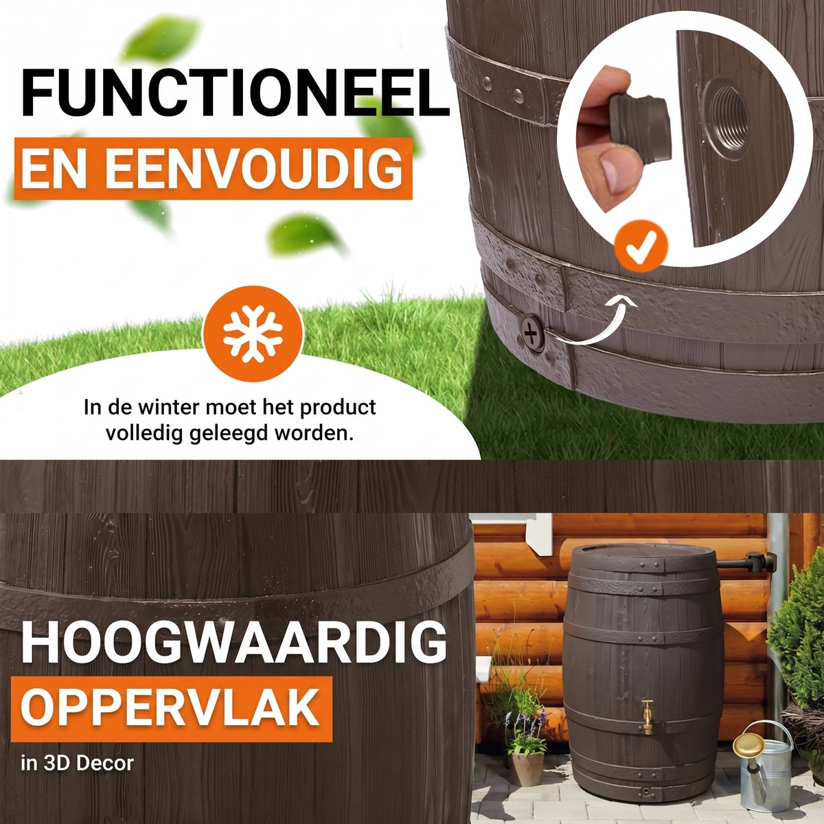 Garantia Barrica récupérateur d'eau 260 litres marron