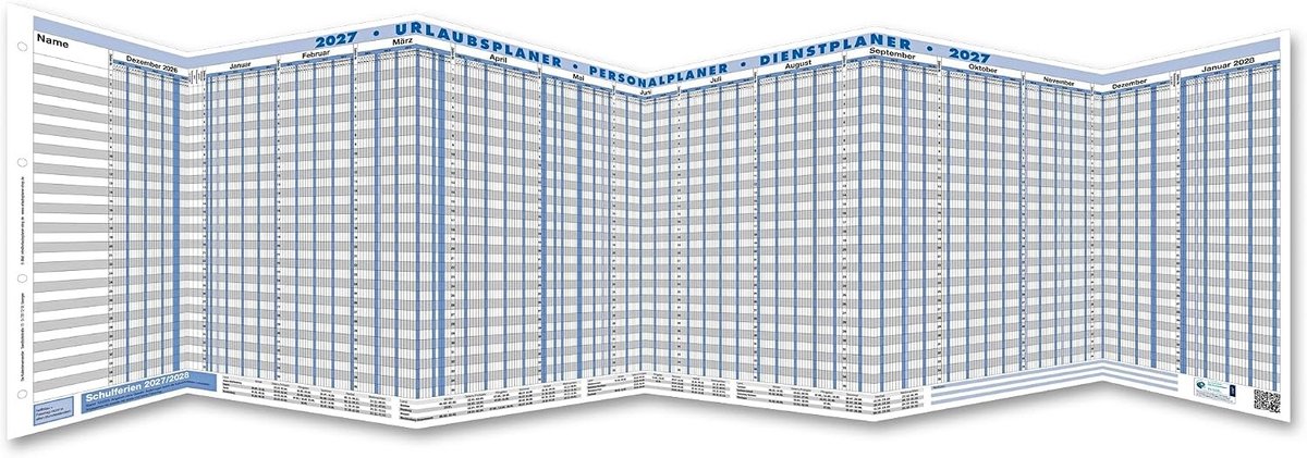 Professionele Vakantieplanner - Multicolor - 97,9 x 29,7 cm Uitgeklapt - Compact Formaat voor 35 Medewerkers