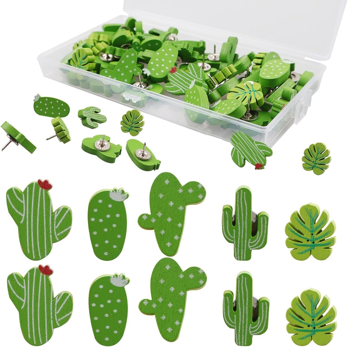 Decoratieve punaises in cactusvorm - 50 schattige thumbtacks voor prikborden, kantoor en schoolorganisatie