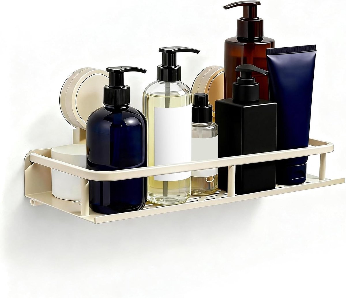 Doucheplank zonder boren - Wit - 12 x 30 x 4 cm - Roestvrij Staal - Voor Badkamer en Keuken