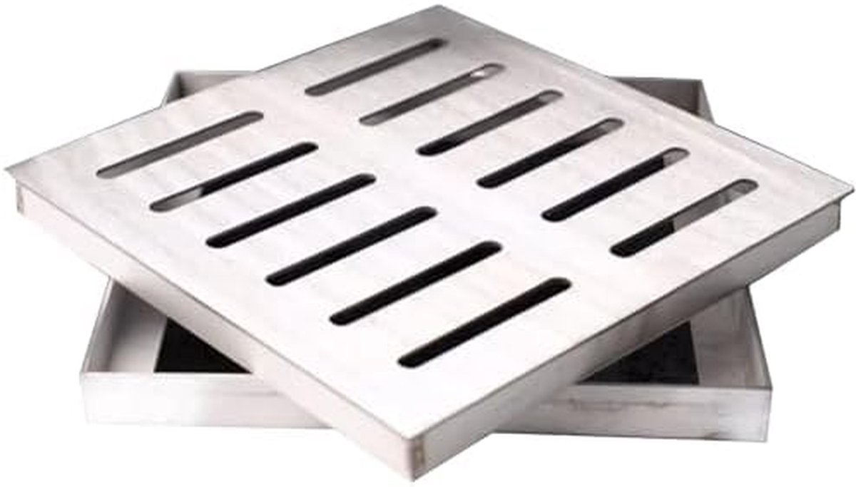 Afvoerdeksel Rioolrooster - Afvoerzeef Douchegoot - Waterafvoer Tuin - Corrosiebestendig RVS - 400x400x30mm - Zilver