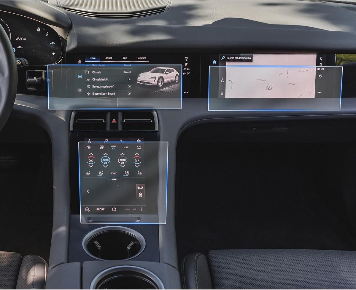 Navigatiescherm protector Porsche Taycan 2020-2025 - PET kunststof - 6H krasbestendig - ShopVlot