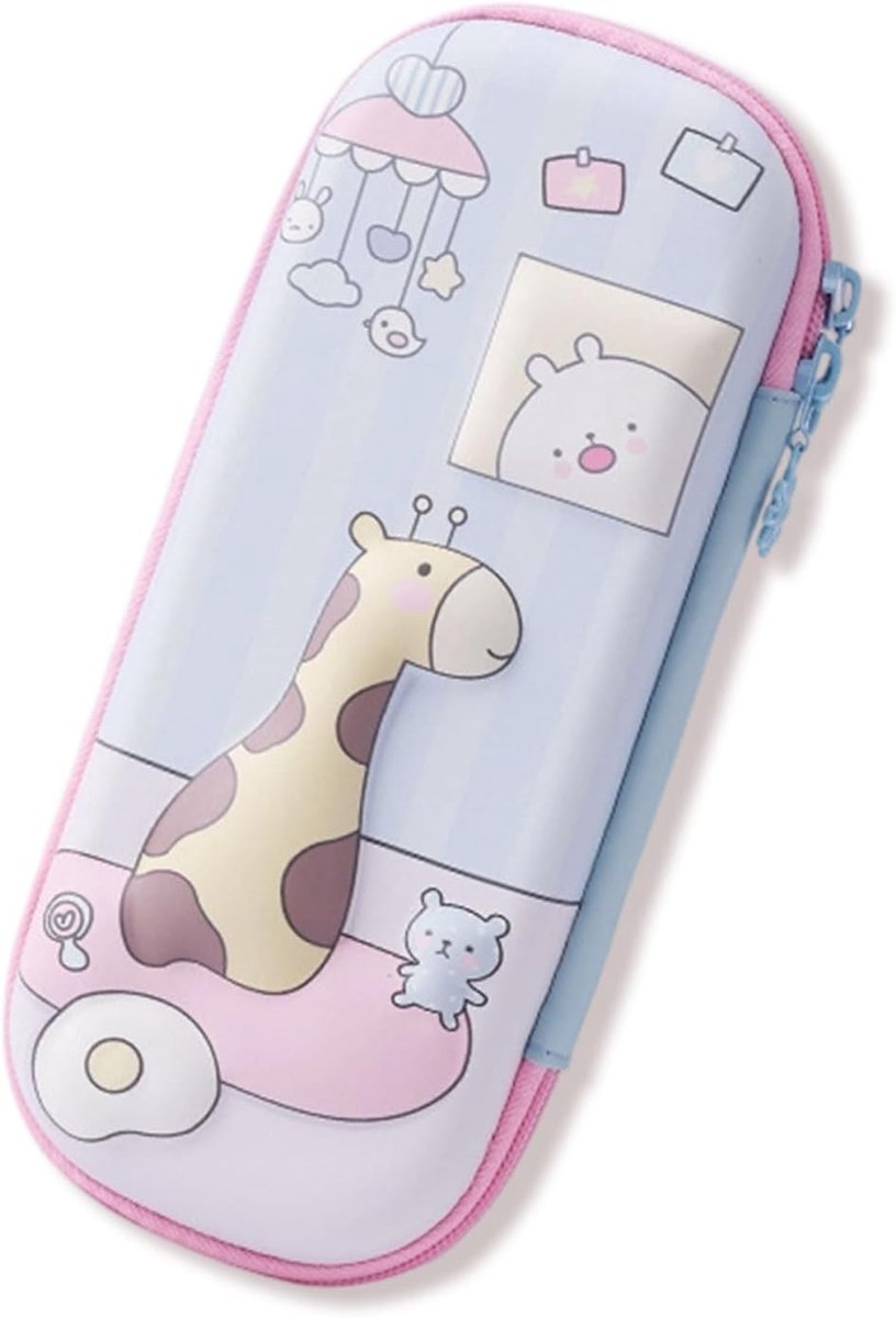 SnelShoppen - Pennenetui Draagbaar Waterdicht Dubbellaags Schattige Dierenetui Giraffe Grote Capaciteit Voor Meisjes Pen en Potlood Etui Creatief Schr
