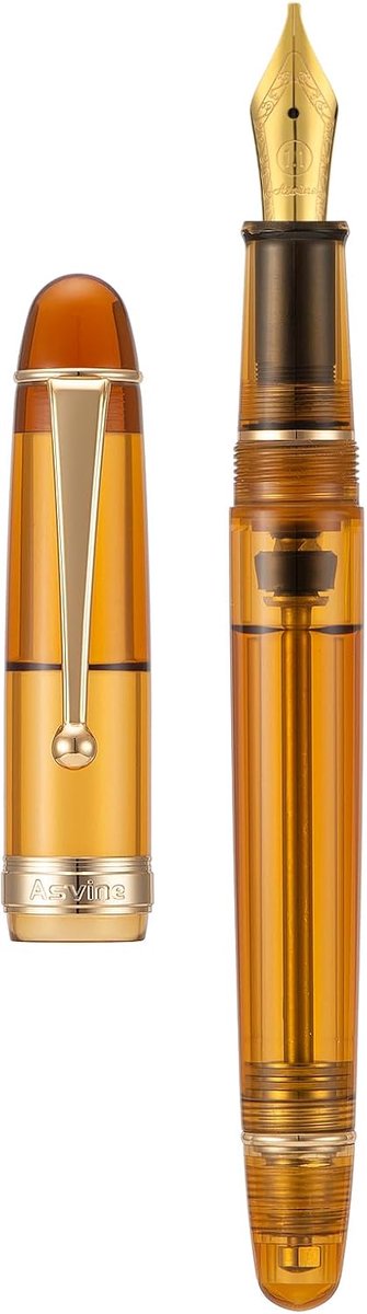 Vacuüm vulpen 1.1mm - transparant bruin acryl - stub nib - ideaal voor kalligrafie - ShopVlot