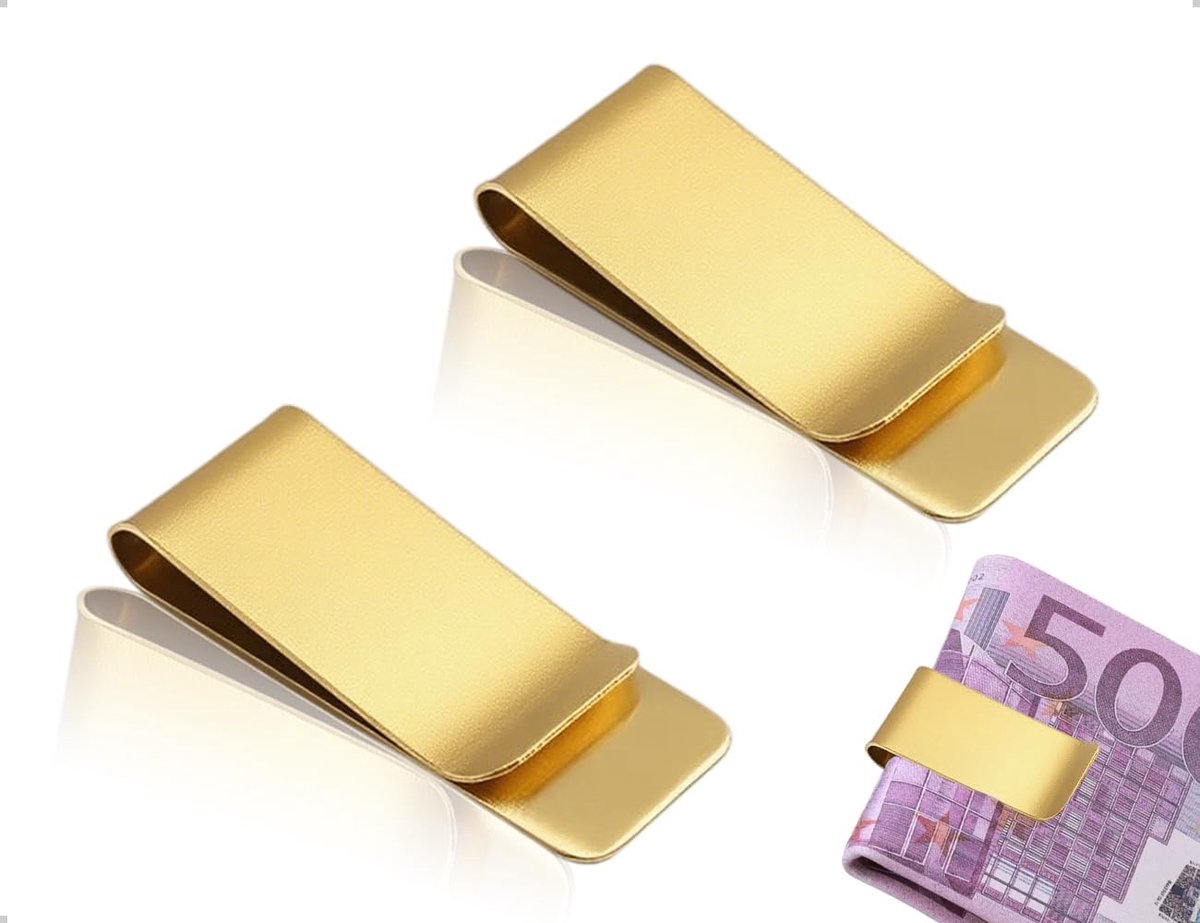 SnelShoppen - 2 Stuks Geldclips, Draagbare Elegante RVS Metalen Slimme Creditcardclips, Voor Mannen en Vrouwen, Cash, Briefjes, Documenten, Bankbiljet