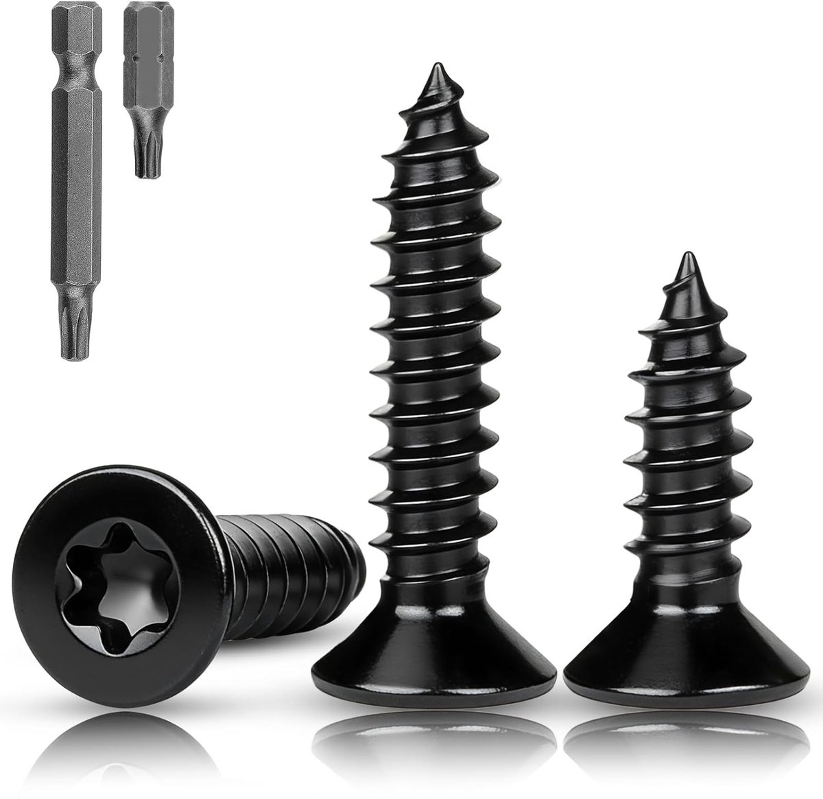 80 Pieces Torx Wood Screws M4 x 25mm Stainless Steel 304 Black Flat Head Screws with Full Thread Black Screws for - ShopVlot