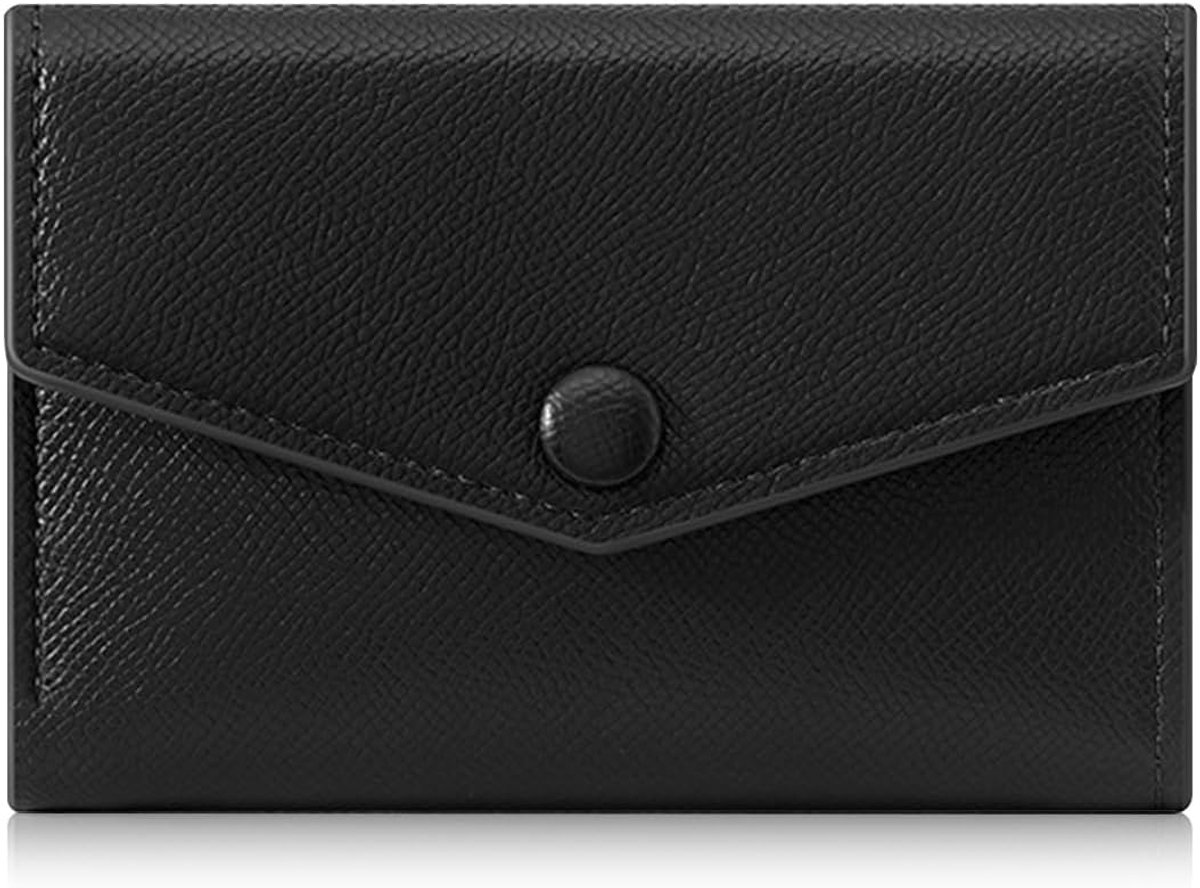 SnelShoppen - Trifold Dames Klein Portemonnee met ID Venster PU Leder Kaarthouder met 8 Kaart Slots, Zwart, Modern Design voor Dagelijks Gebruik