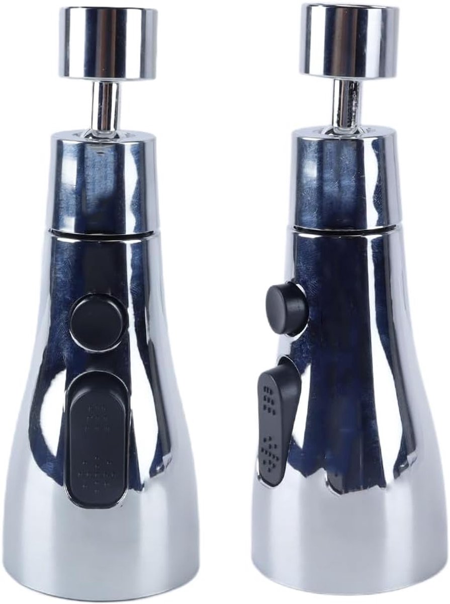 SnelShoppen - Keukenkraan Spraykop 720° Draaibare Tuit 3 Posities Vervangbare Beluchter met Adapter Chroom ABS Messing Keukenaccessoire