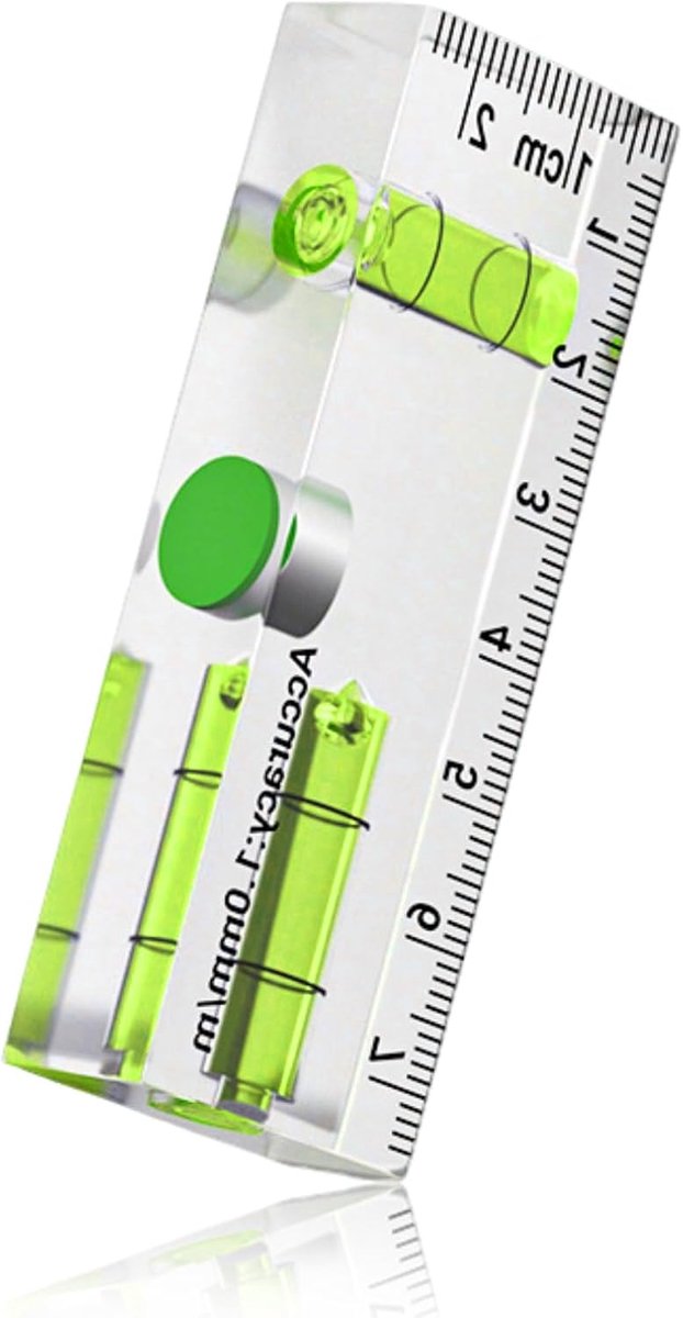 SnelShoppen - Mini Waterpas Magnetisch, 75 x 25 x 15mm Acryl Waterpas met 2 Libellen 90°/180°, Transparante Kleine Waterpas met 1 Magneet voor Nauwkeu