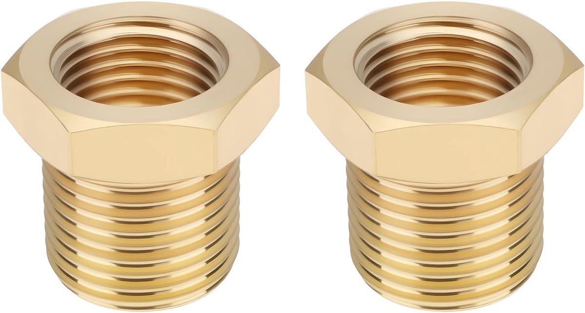 SnelShoppen - 2Pcs M12 x 1 Mannelijk naar M10 x 1 Vrouwelijk Messing Reducer Adapter voor Aansluiten van Buizen in Natuurgas, Koeling en Hydraulische