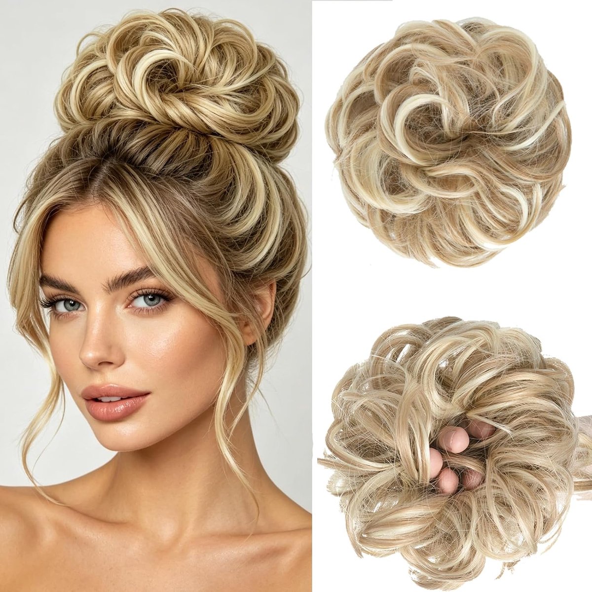 Messy bun haarstukje - krullend golvend - synthetisch - voor een speelse look - ShopVlot