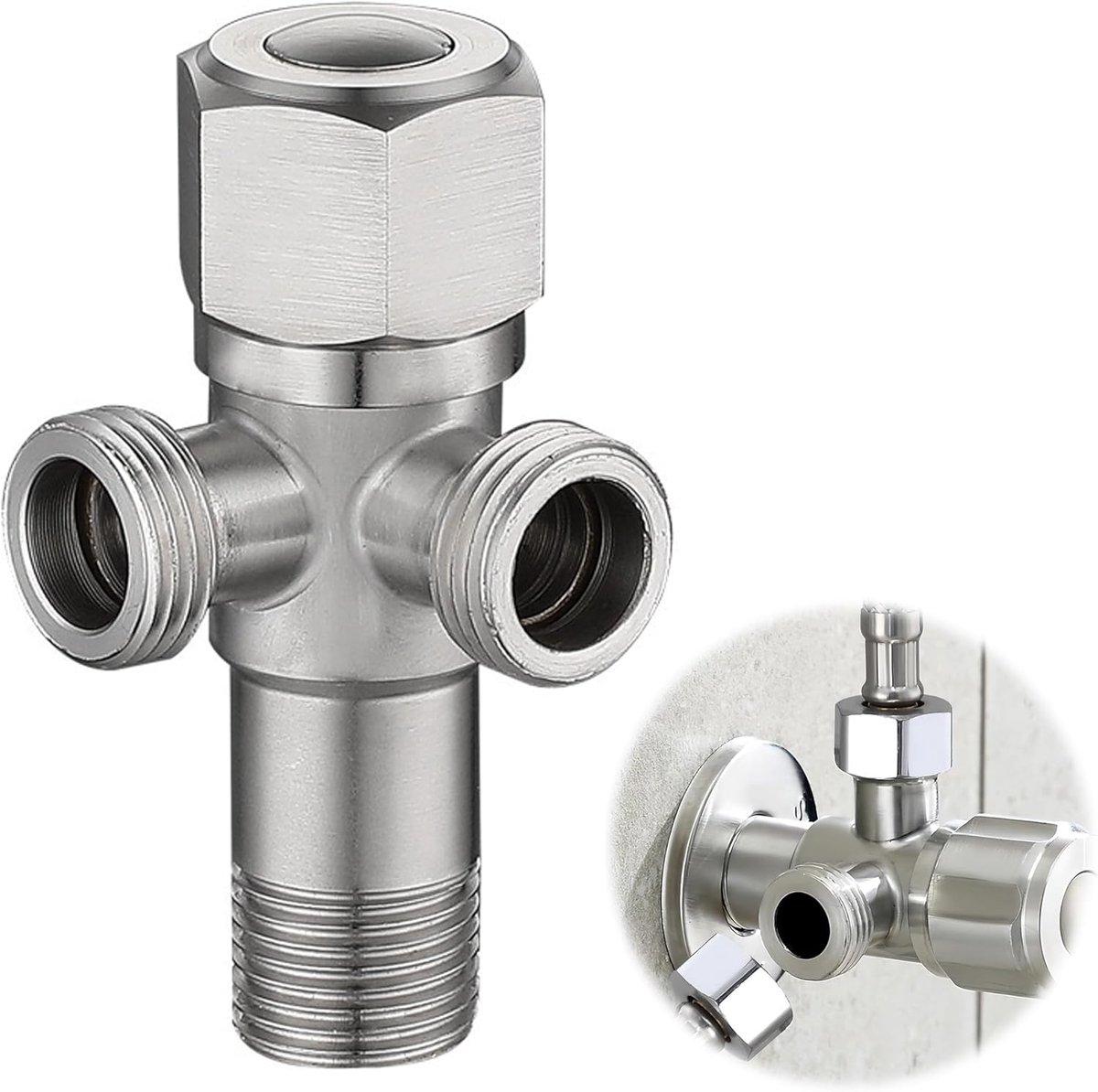 Hoekventiel 1/2 Inch - Dubbel Ventiel - RVS - Geschikt voor Toilet en Wasbak - ShopVlot