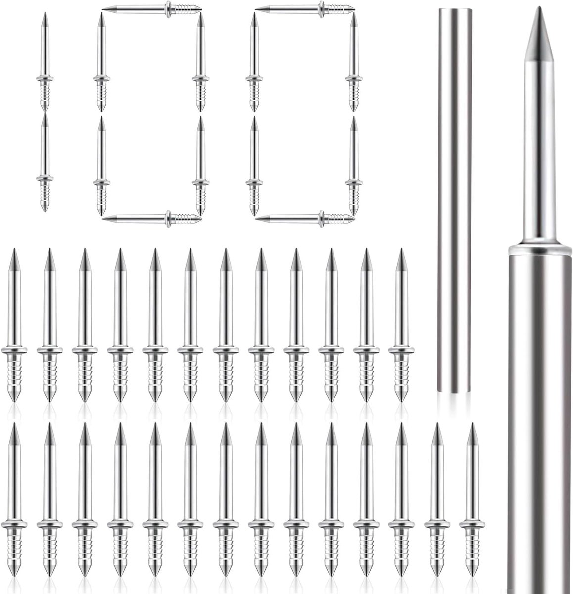 SnelShoppen - 100 Stuks Naadloze Dubbele Kop Spijkers met Dubbele Kop Basis voor Sokkels en Betonnen Muren, Inclusief 1 Sleeve Tool voor Huisdecoratie