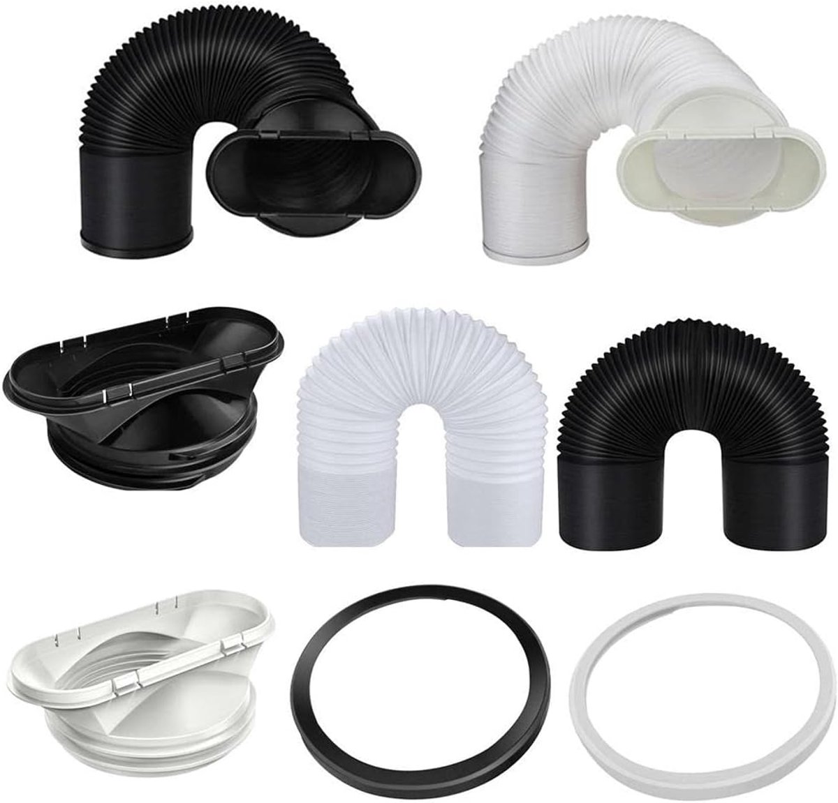SnelShoppen - Flexibele Afvoerslang voor Mobiele Airconditioning en Rotary Droger, Wit, 15 cm Connectie, Duurzaam Polypropyleen, Verstelbare Lengte, I