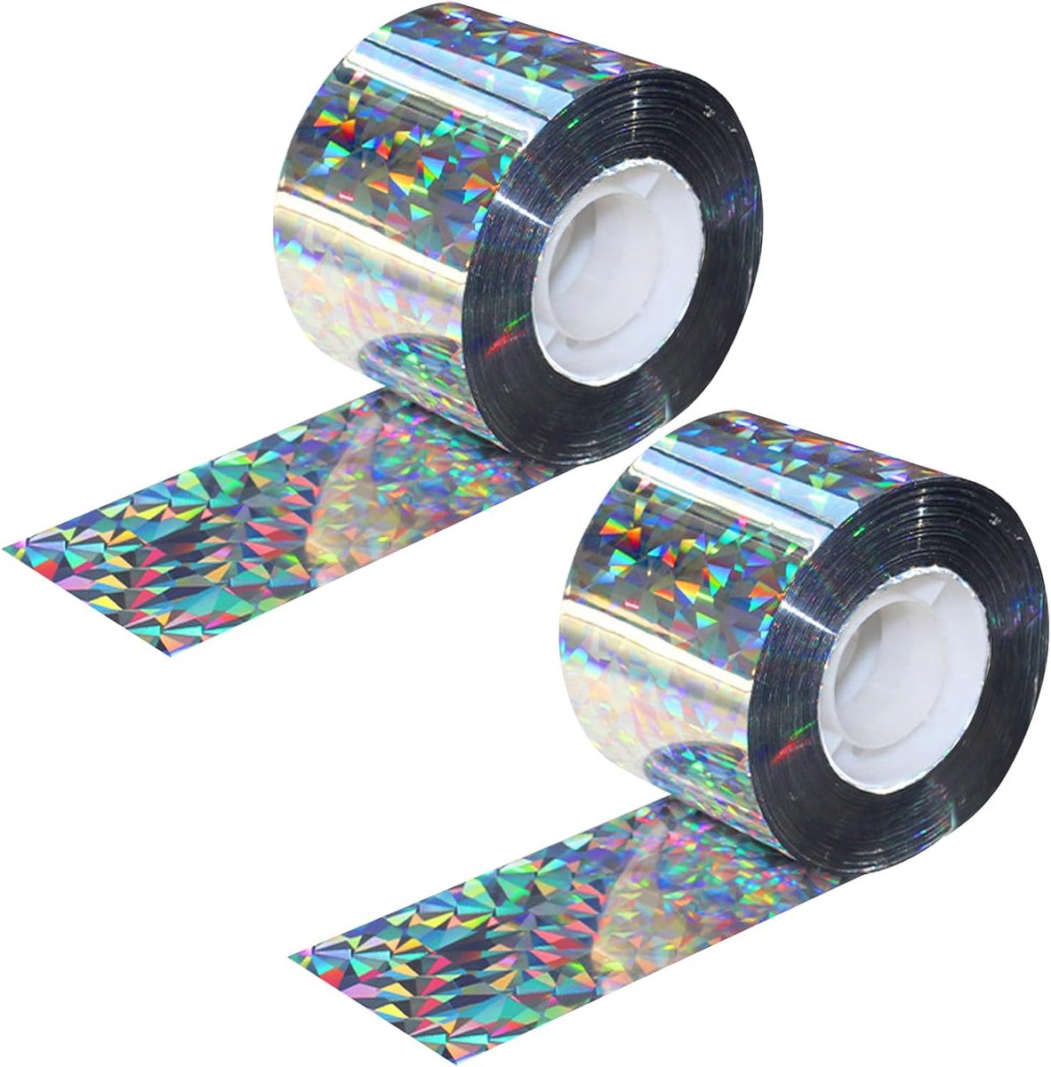 SnelShoppen - 2 rollen vogelafschriktape, bescherming tegen vogels, 80 m x 4.8 cm, voor balkons, groentetuinen en planten, dubbelzijdig reflecterend
