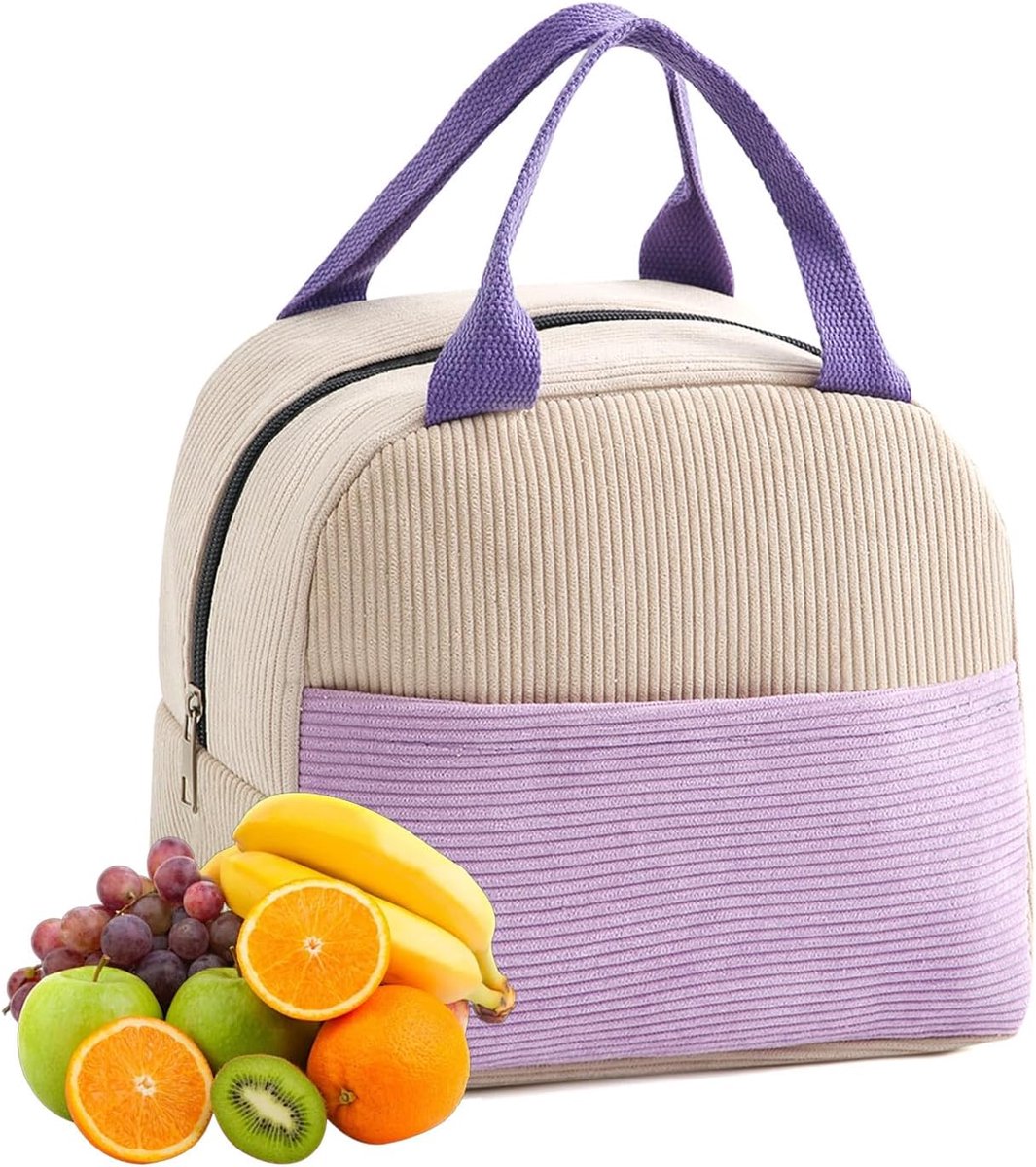 SnelShoppen - Lunchtas, Thermo Tas, 26 x 21 x 18 cm, Waterdicht, Perfect voor Kantoor en School, Paars, Ideaal voor Broodjes, Snacks en Dranken