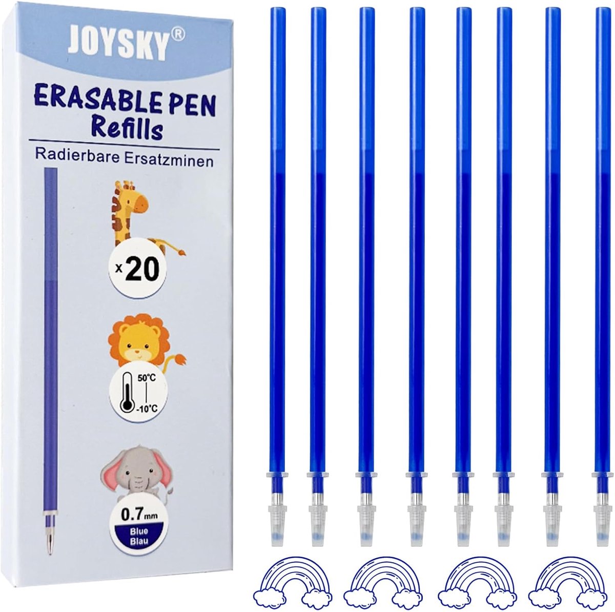 SnelShoppen - Pack van 20 Vervangende Navullingen voor Uitwisbare Pennen, Blauw, 0.7mm, Hoogwaardige Thermochromatische Inkt, Ideaal voor School en Ka