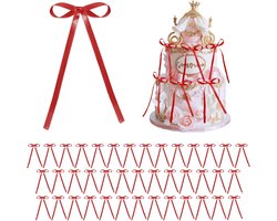 SnelShoppen - 40 Stuks Cake Ribbons, Luxe Cadeau Bows voor Taart Decoraties, Rode Versiering voor Verjaardag en Bruiloft, Hoogwaardige Materiaal, Eleg