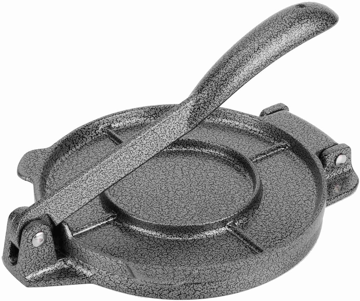 SnelShoppen - Gietijzeren Tortilla Pers 6.5 Inch - Antiaanbaklaag Aluminium Pers voor Tortilla, Dosa, Tawa, Tamale, Pizza, Patty - Keukenaccessoire