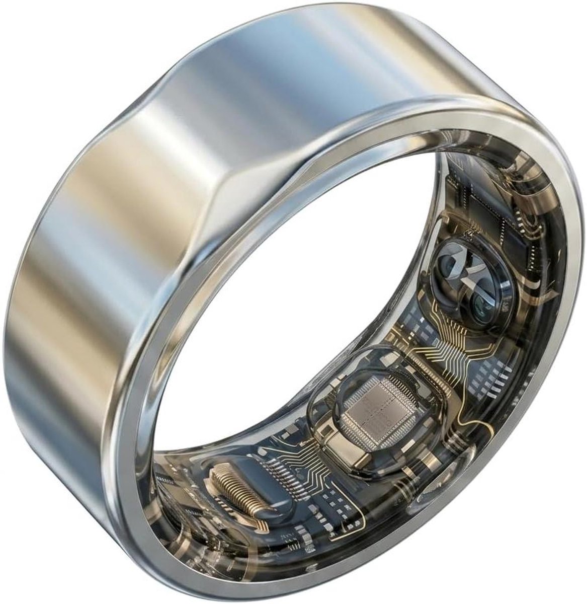 Slimme Ring - Gezondheids Tracker - Welzijn Monitoren - Geen Abonnement - 10 Dagen Batterij - IJs Zilver