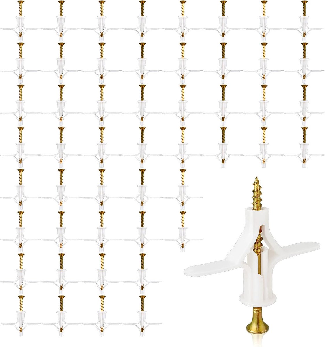 Expansiepluggen 50 stuks - Plastic ankers voor plafond en muren - Maximale belasting 50 kg - Ideaal voor TV en planken - ShopVlot