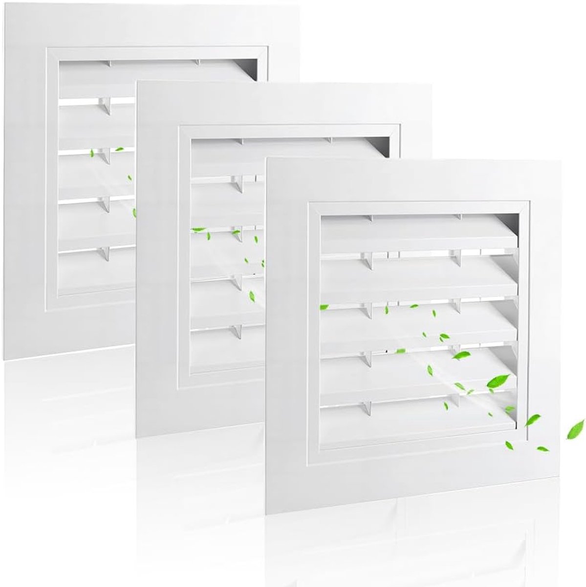 SnelShoppen - 3 Stuks Ventilatieafdekkingen 25,4 x 25,4 cm - Grote Vierkante Aluminium Ventilatieopeningen - Duurzaam Wit Lamellenrooster voor Garages