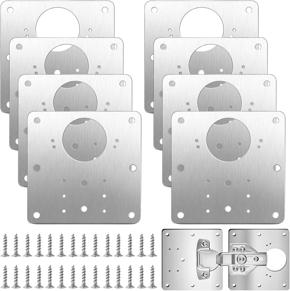 SnelShoppen - 8pcs Keukenscharnier Reparatieset 9x9cm met Schroeven voor Meubel, Lade, Kist, Raam en Hinge Reparatie | Duurzame Reparatieplaten voor T