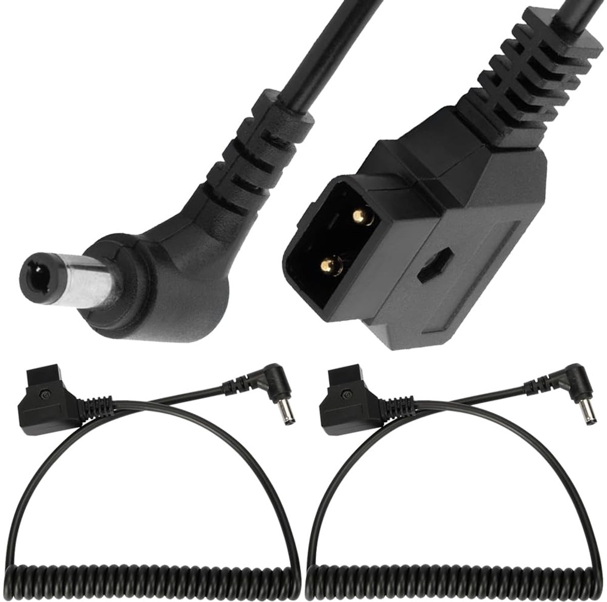 SnelShoppen - D-Tap naar DC5525 12V Spiraalkabel, Vervangende Dtap naar Haakse DC 5.5mm x 2.1mm 12V Voedingskabel voor Professionele Videoapparatuur (