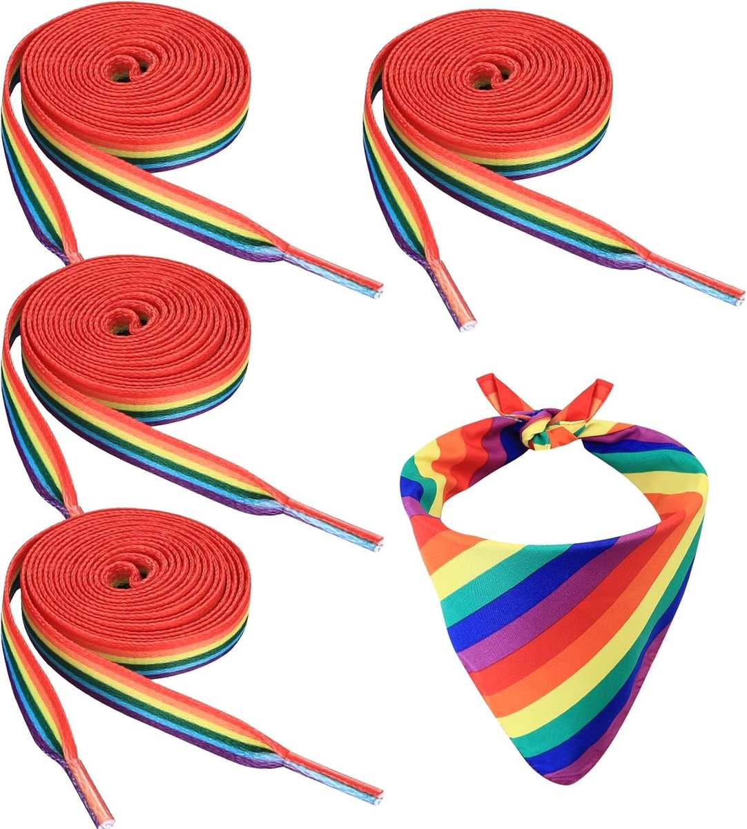 Kleurige platte veters en een regenboog haarband van 140 cm voor Pride en LGBTQ accessoires, perfect voor hardloopschoenen en mode.