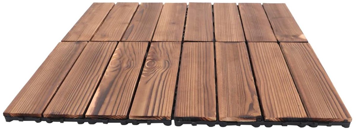 Houten Balkon Vloer - Terrastegels Parket - Buiten Leven Creëren - Gecarboniseerd Hout - 30 x 30 cm - Bruin